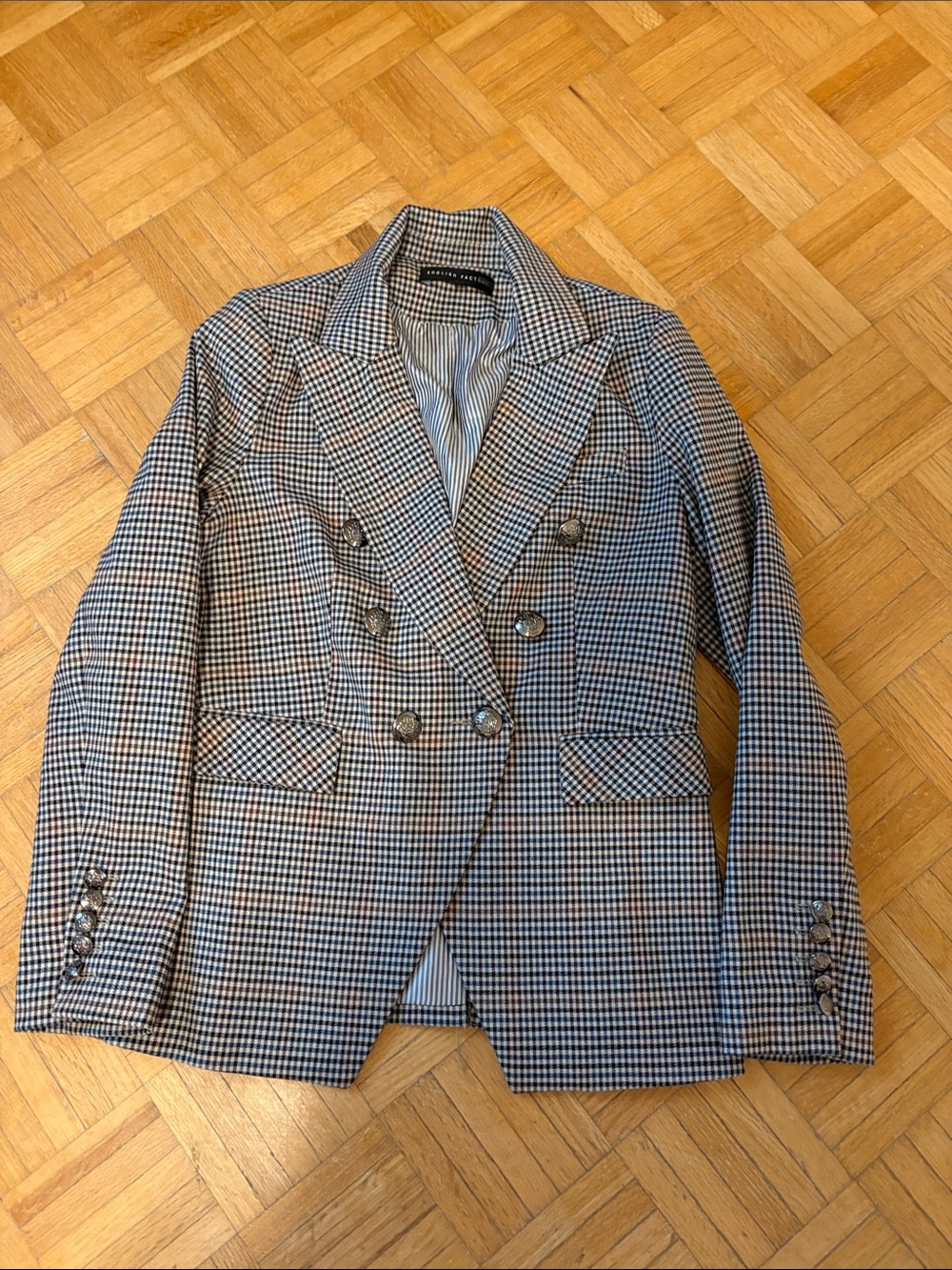 English Factory Checked Double-Breasted  Blazer -  NWOT